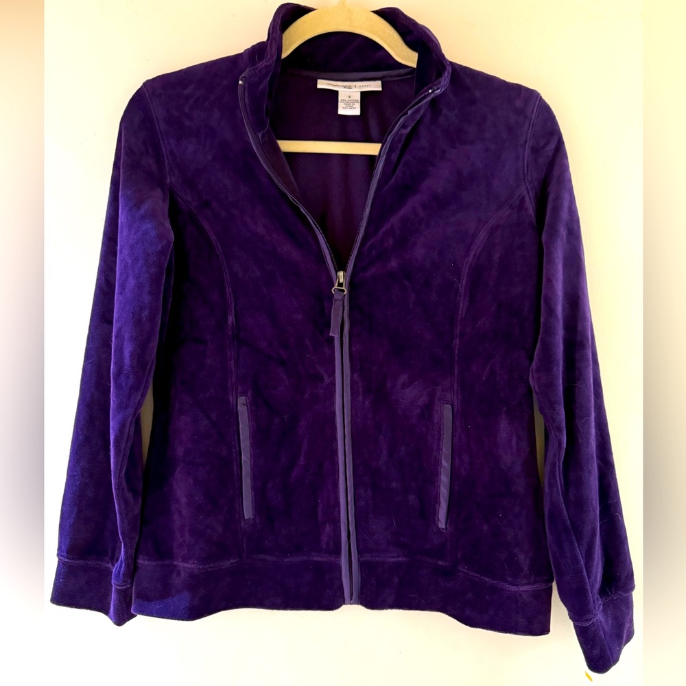 NWT Women's Purple zip-up velour track Jacket